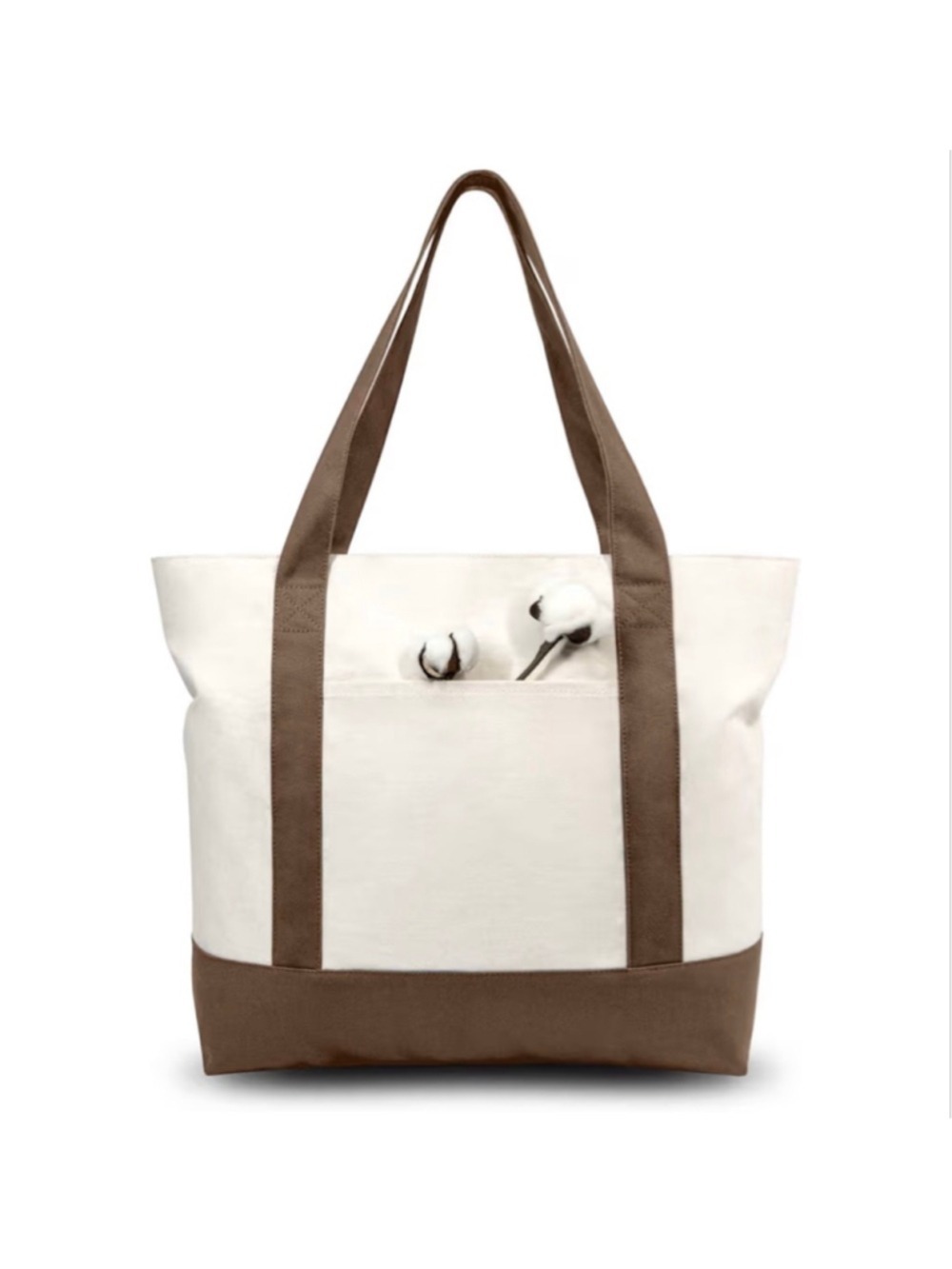 Women's Beige and Brown Canvas Tote Bag, One Size